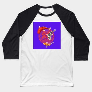 Double Happiness Koi Fish Deep Purple with Red Symbol - Hong Kong Retro Baseball T-Shirt